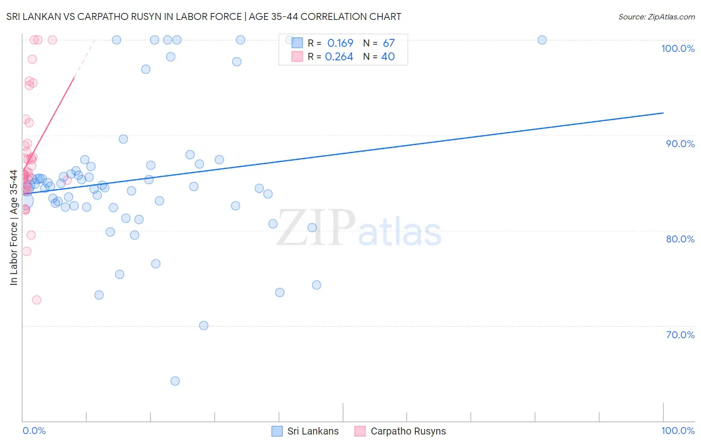 Sri Lankan vs Carpatho Rusyn In Labor Force | Age 35-44