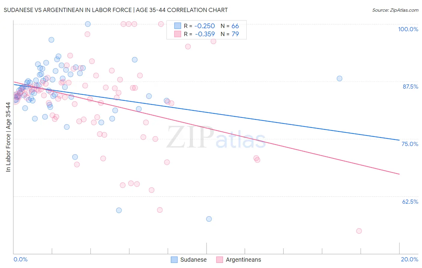 Sudanese vs Argentinean In Labor Force | Age 35-44