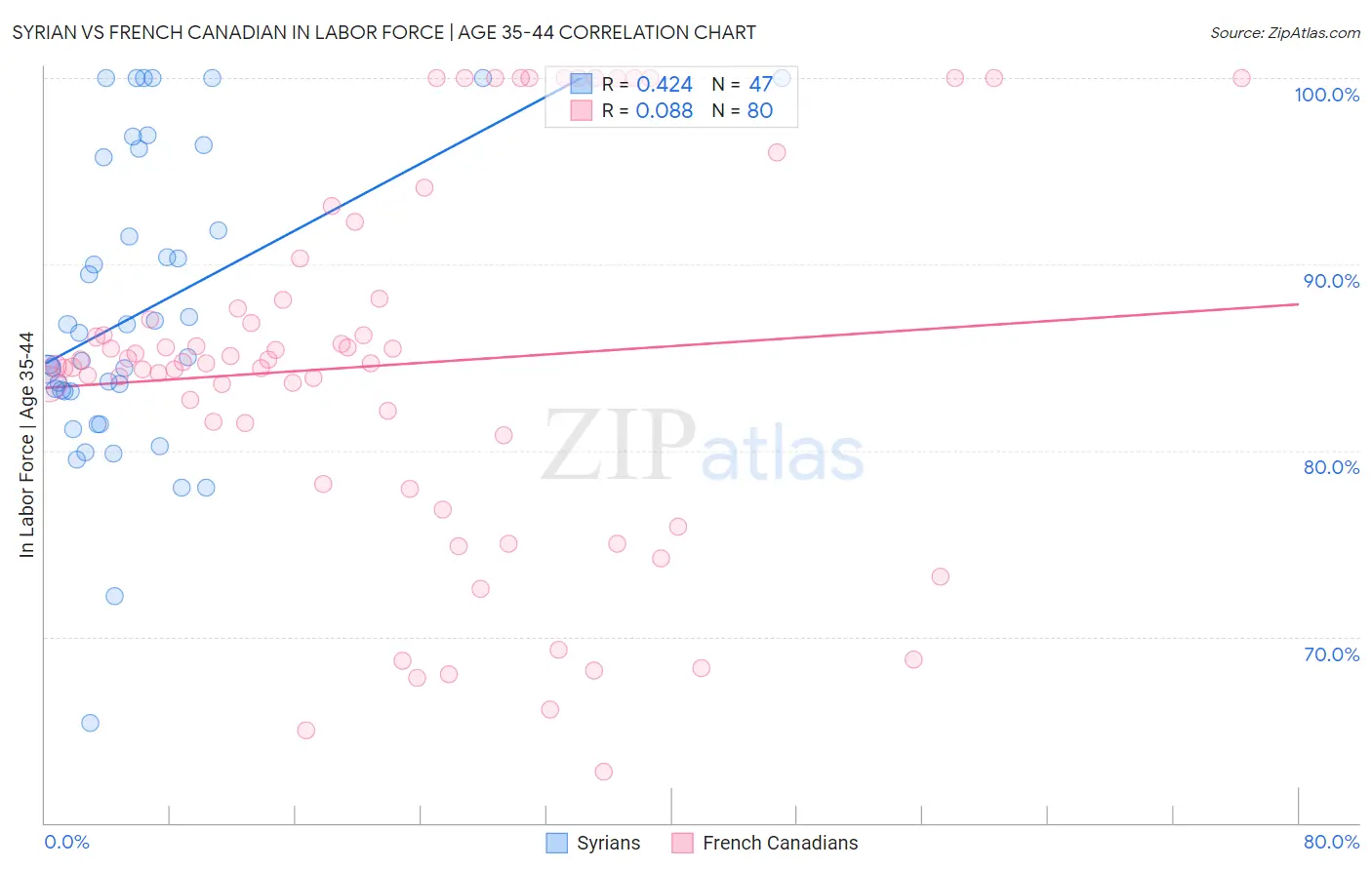 Syrian vs French Canadian In Labor Force | Age 35-44