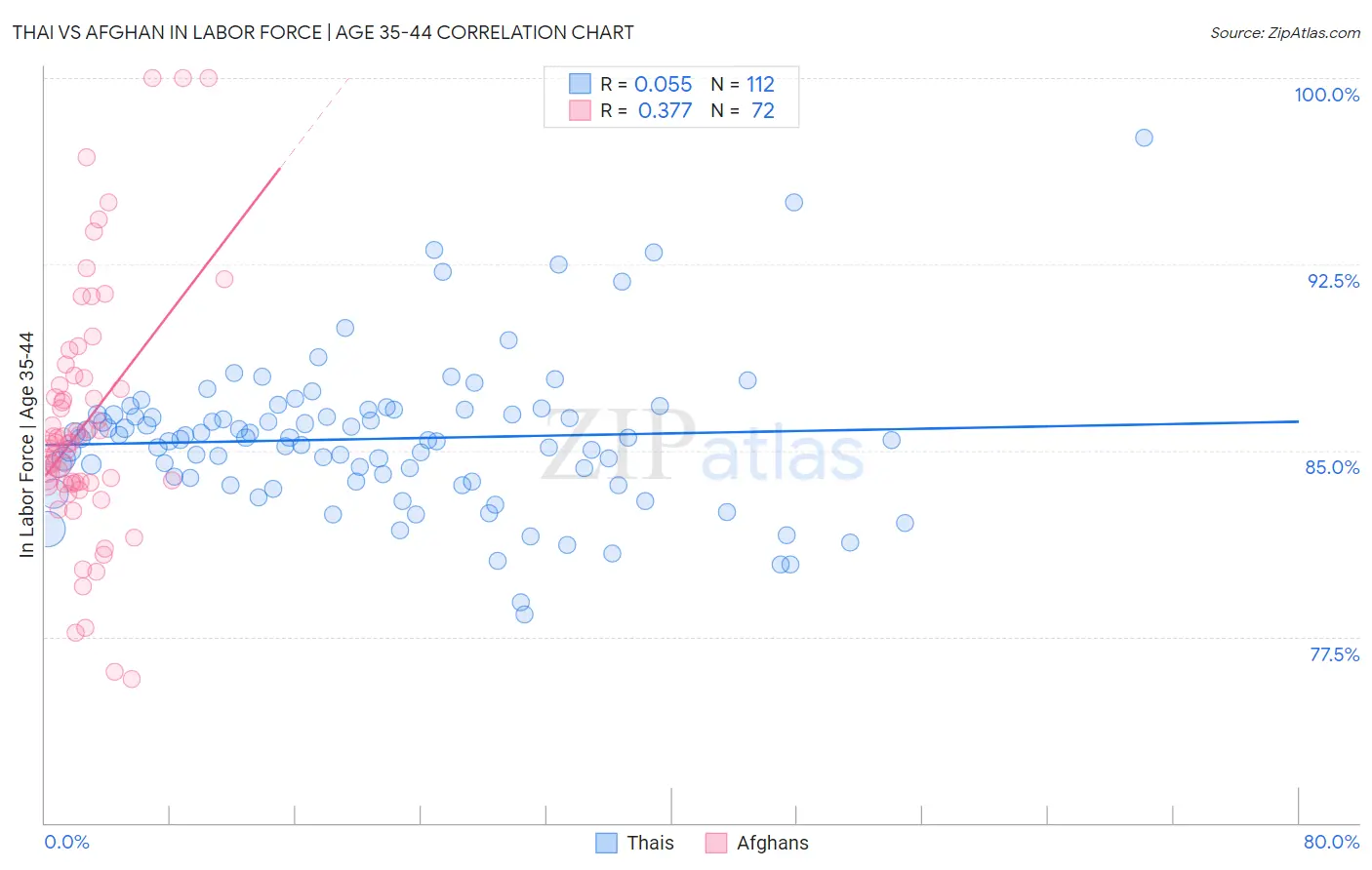 Thai vs Afghan In Labor Force | Age 35-44