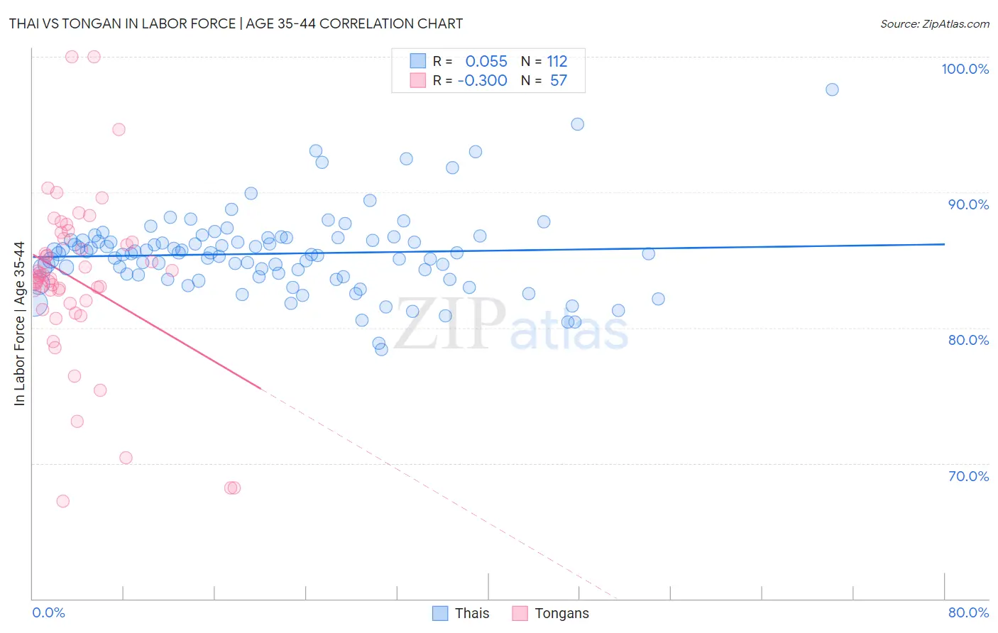Thai vs Tongan In Labor Force | Age 35-44