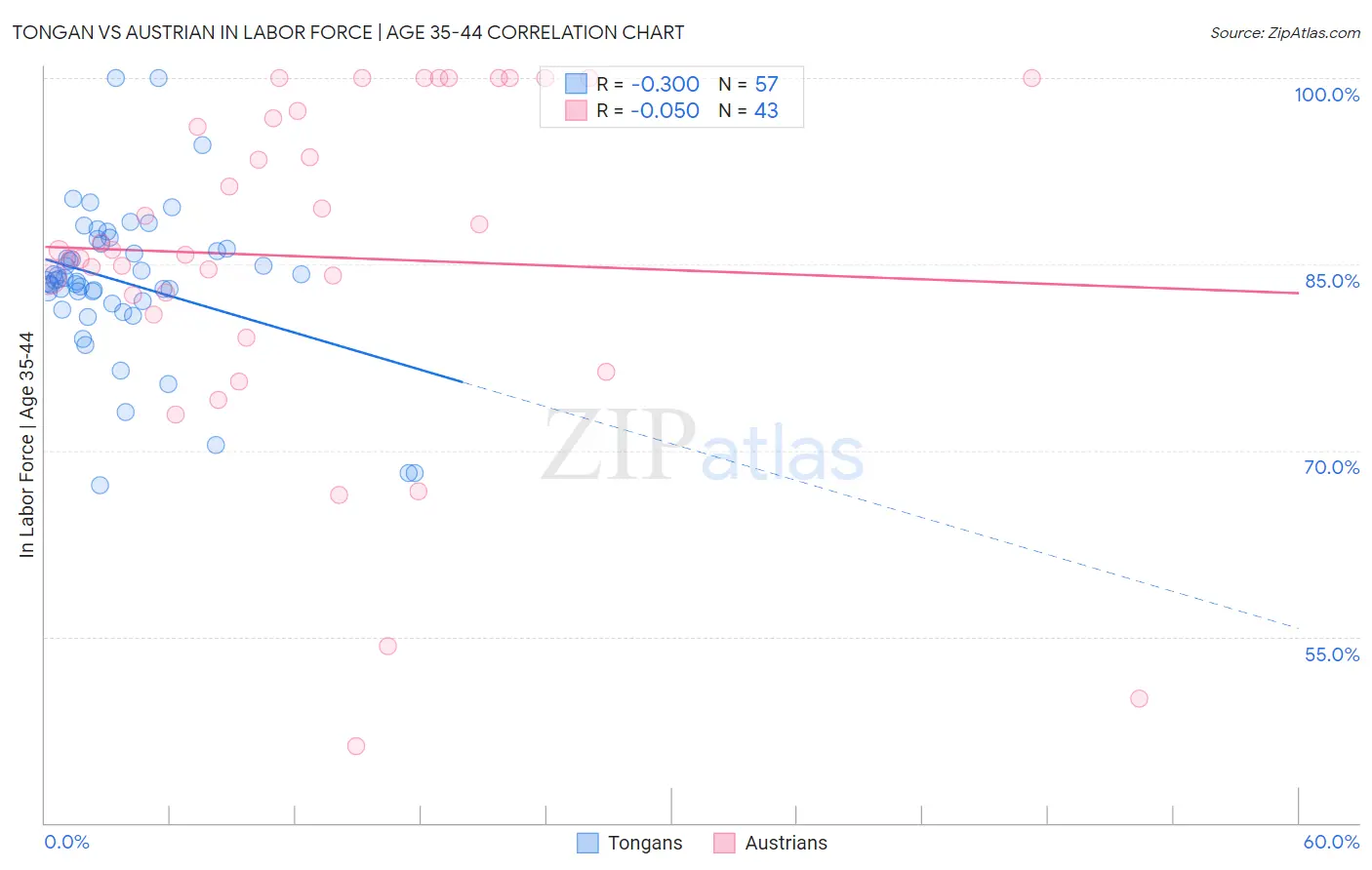 Tongan vs Austrian In Labor Force | Age 35-44