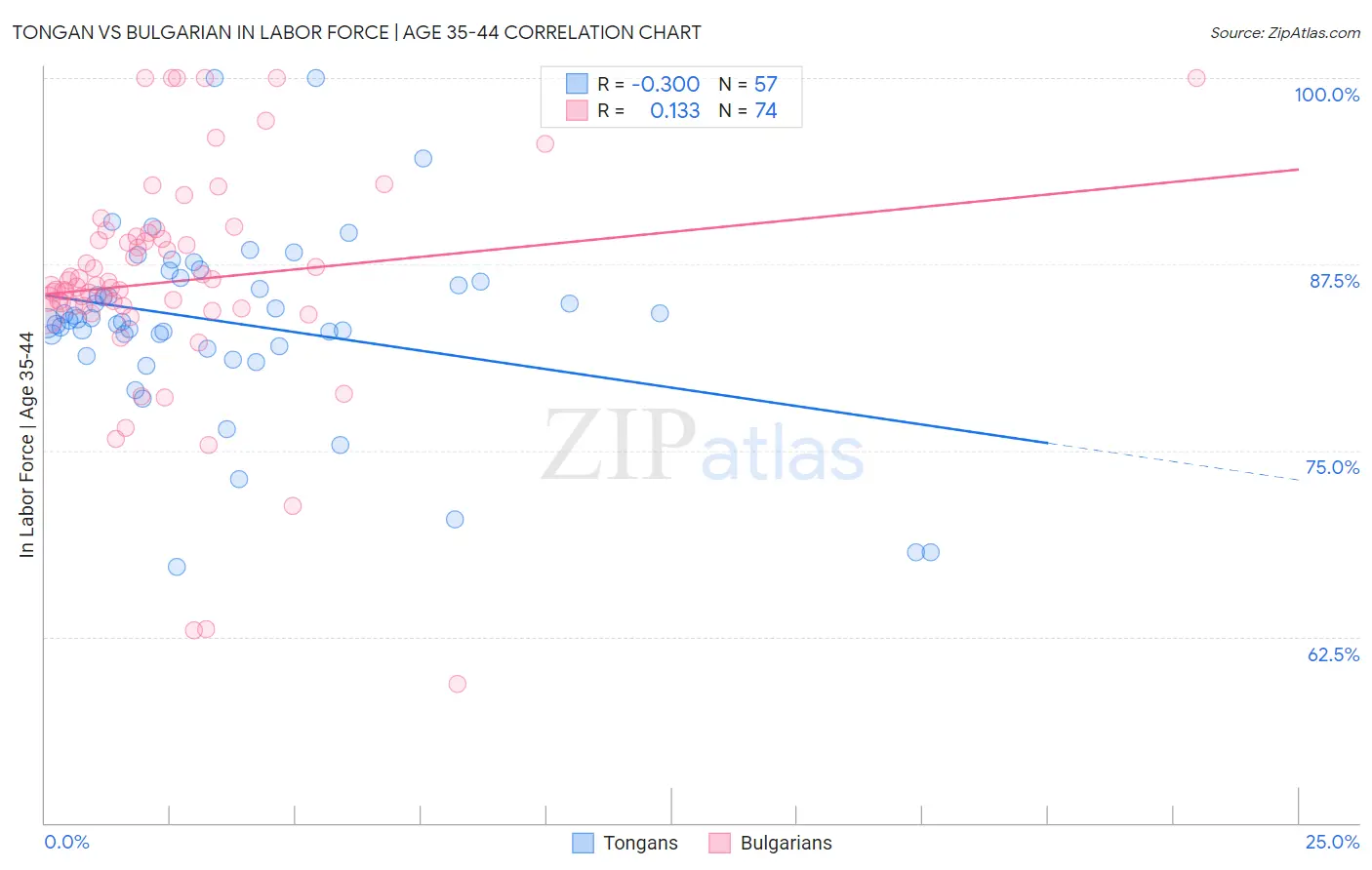 Tongan vs Bulgarian In Labor Force | Age 35-44