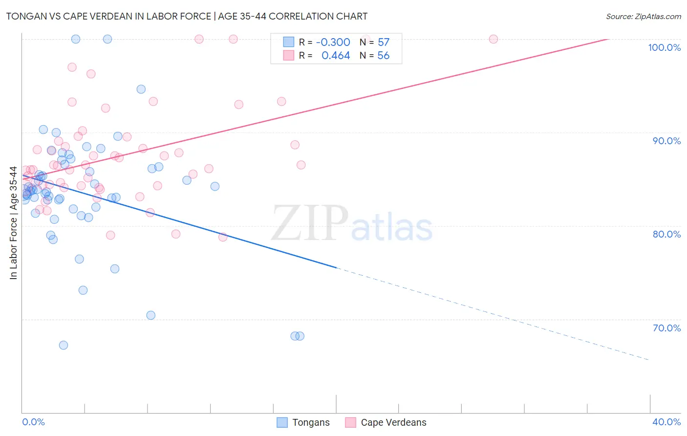 Tongan vs Cape Verdean In Labor Force | Age 35-44