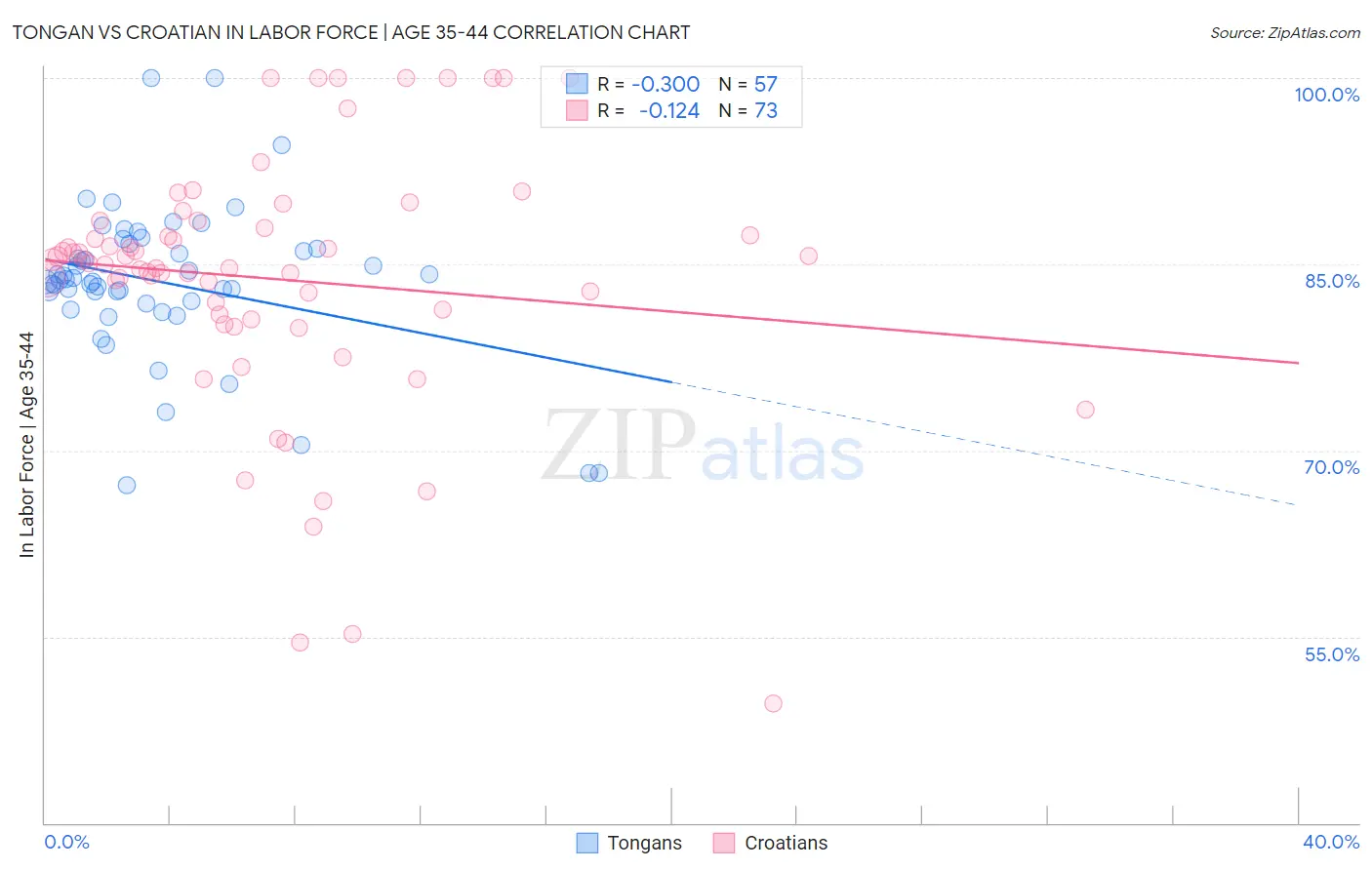 Tongan vs Croatian In Labor Force | Age 35-44