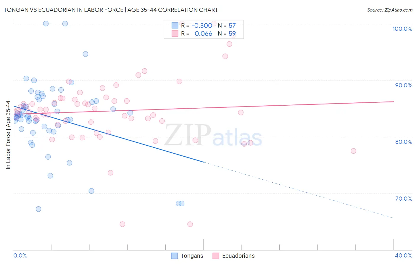 Tongan vs Ecuadorian In Labor Force | Age 35-44