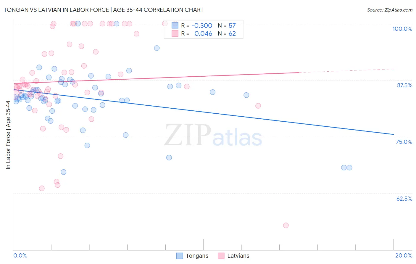 Tongan vs Latvian In Labor Force | Age 35-44