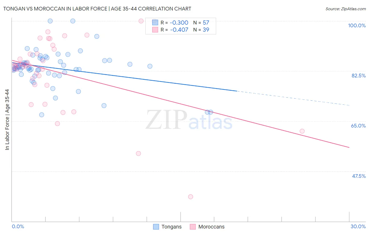 Tongan vs Moroccan In Labor Force | Age 35-44