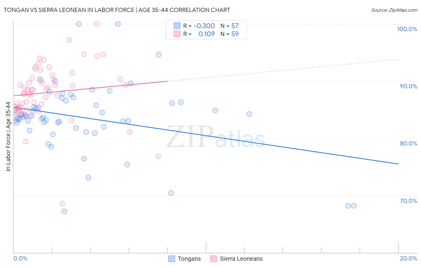 Tongan vs Sierra Leonean In Labor Force | Age 35-44