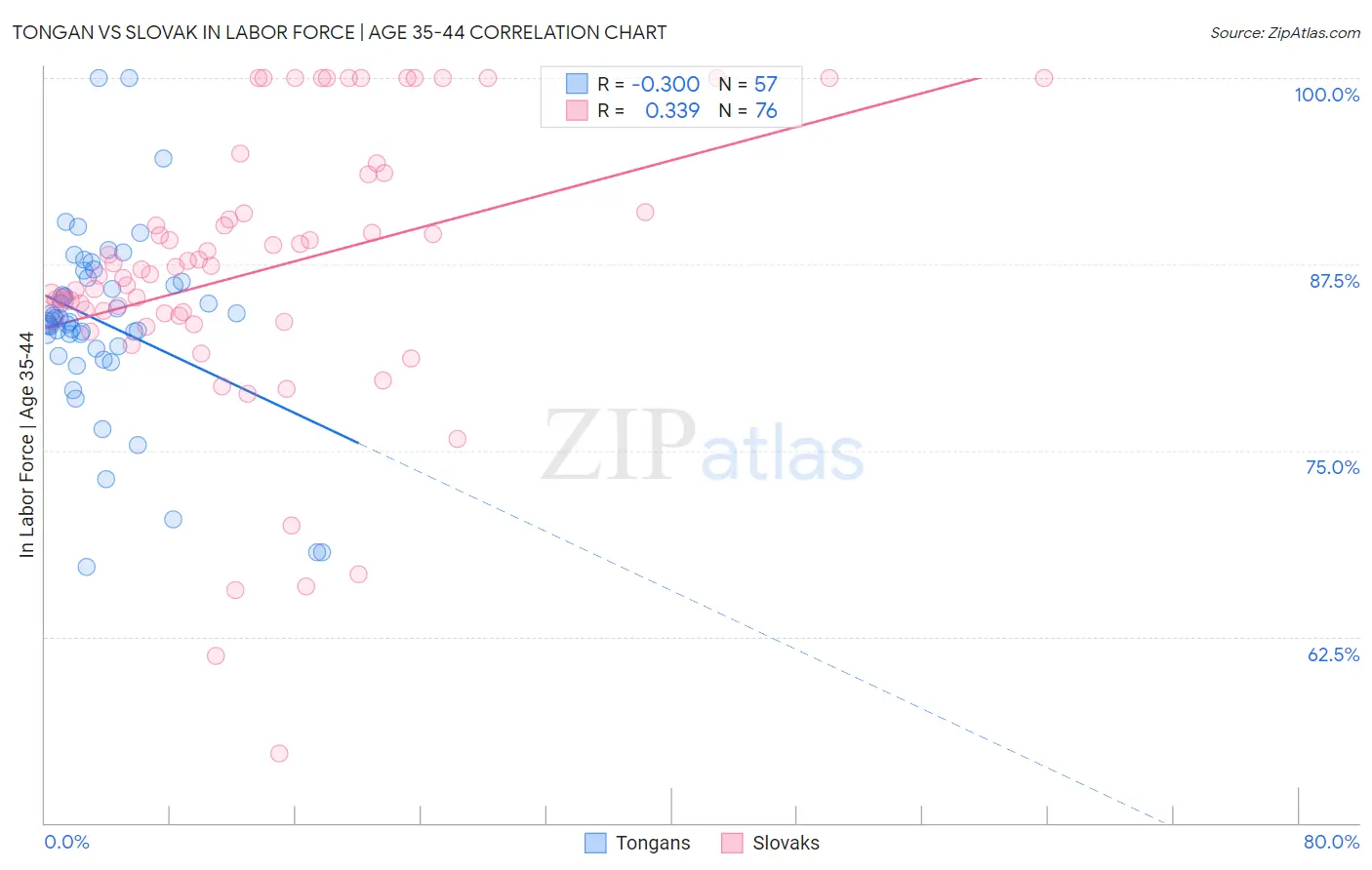 Tongan vs Slovak In Labor Force | Age 35-44