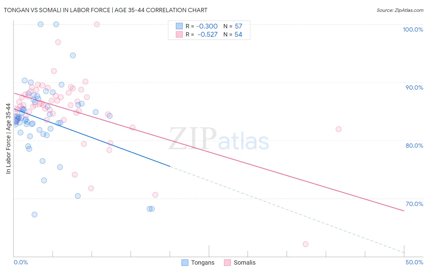 Tongan vs Somali In Labor Force | Age 35-44