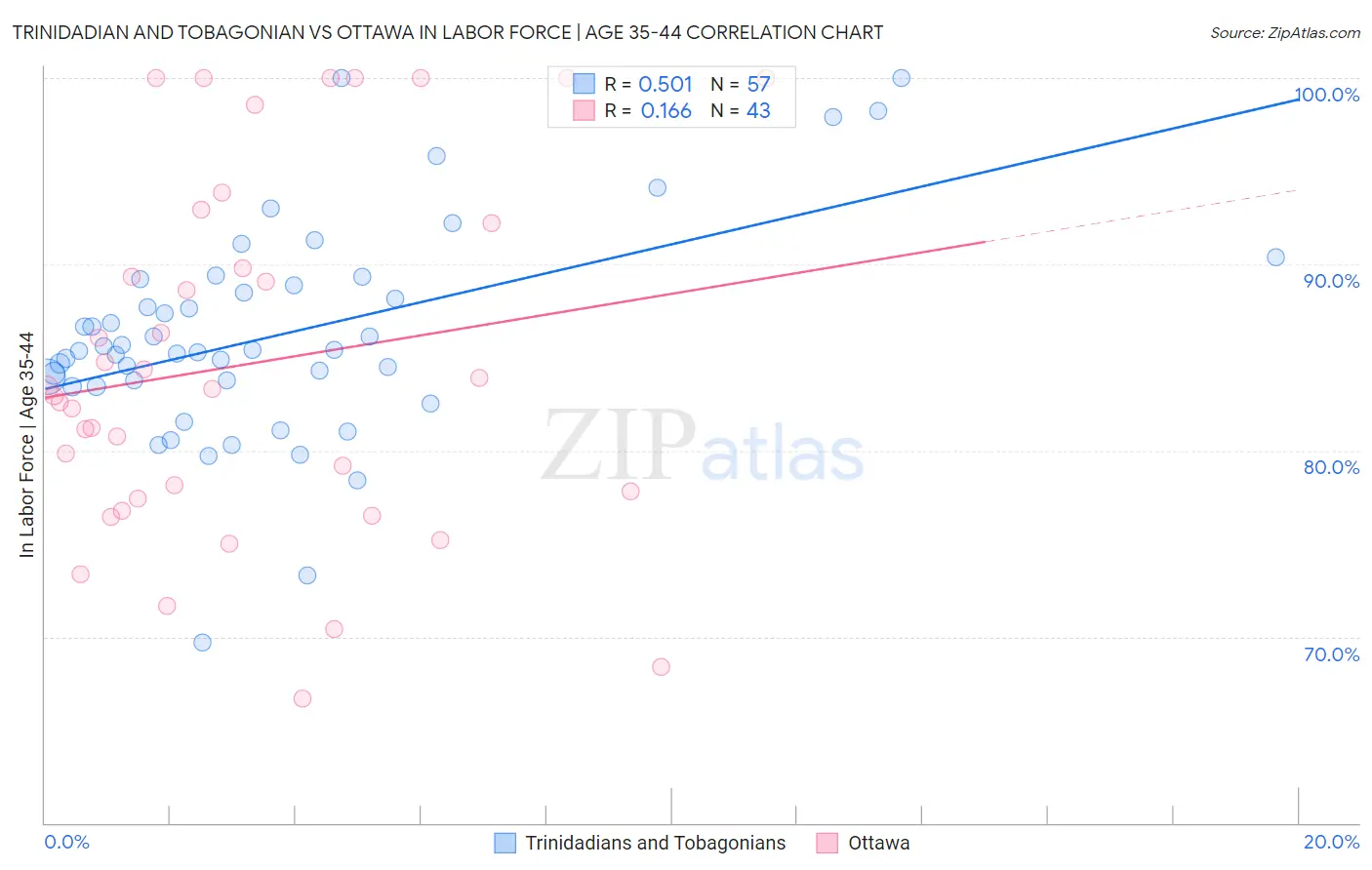 Trinidadian and Tobagonian vs Ottawa In Labor Force | Age 35-44