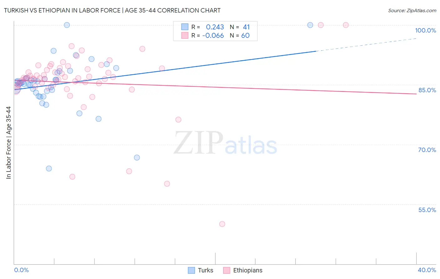 Turkish vs Ethiopian In Labor Force | Age 35-44