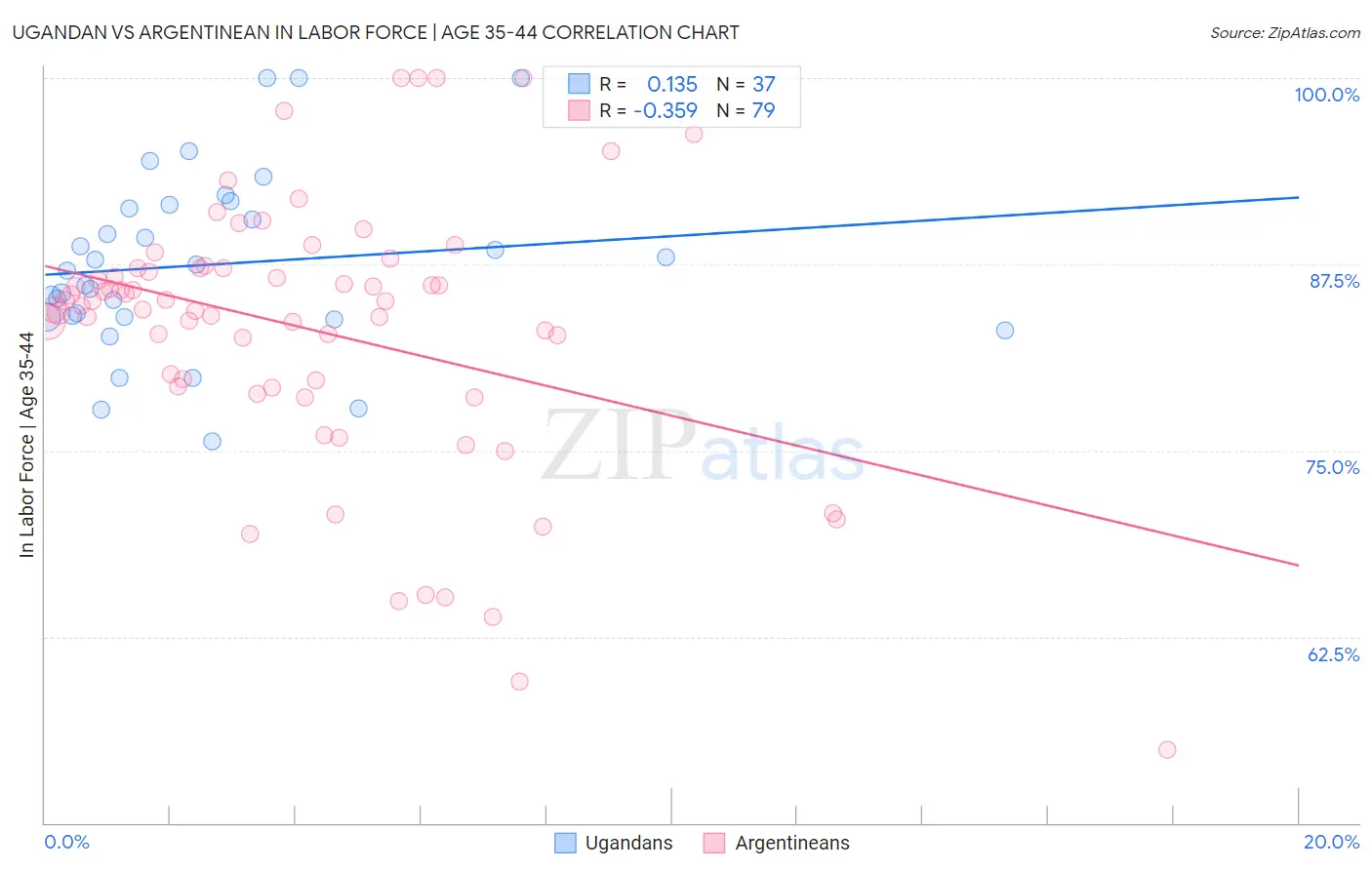 Ugandan vs Argentinean In Labor Force | Age 35-44