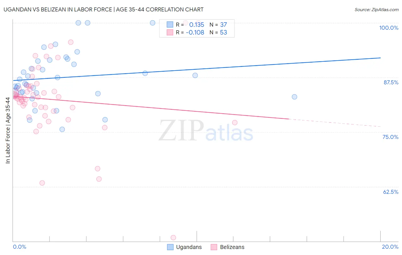 Ugandan vs Belizean In Labor Force | Age 35-44