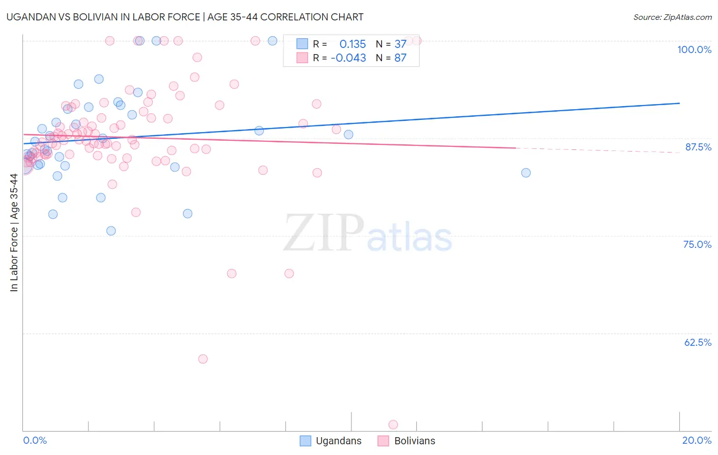 Ugandan vs Bolivian In Labor Force | Age 35-44