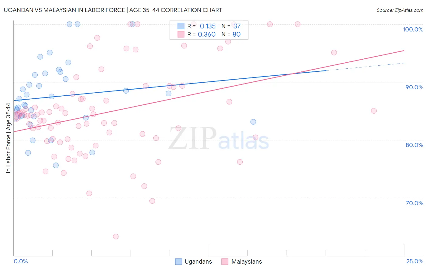 Ugandan vs Malaysian In Labor Force | Age 35-44