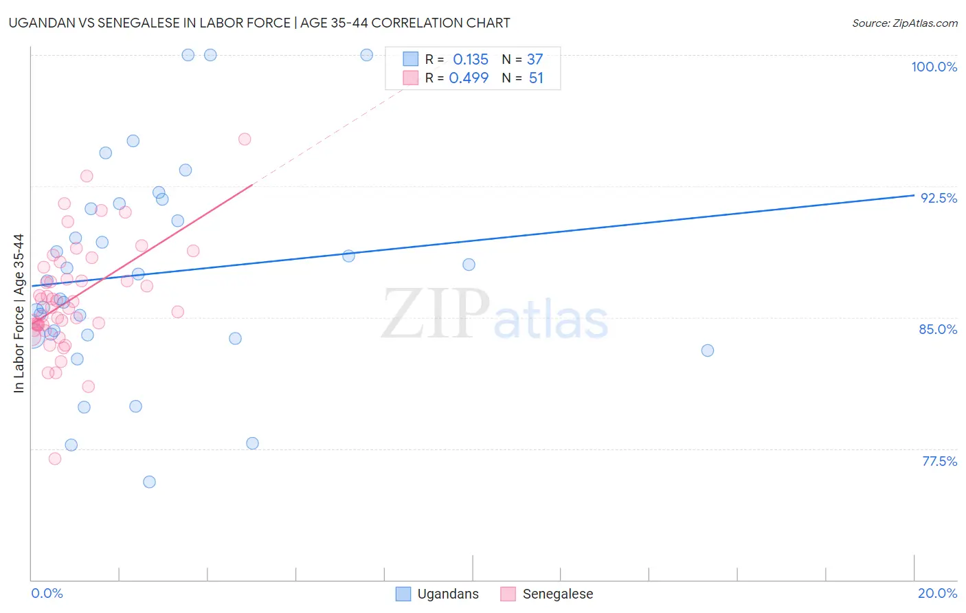 Ugandan vs Senegalese In Labor Force | Age 35-44