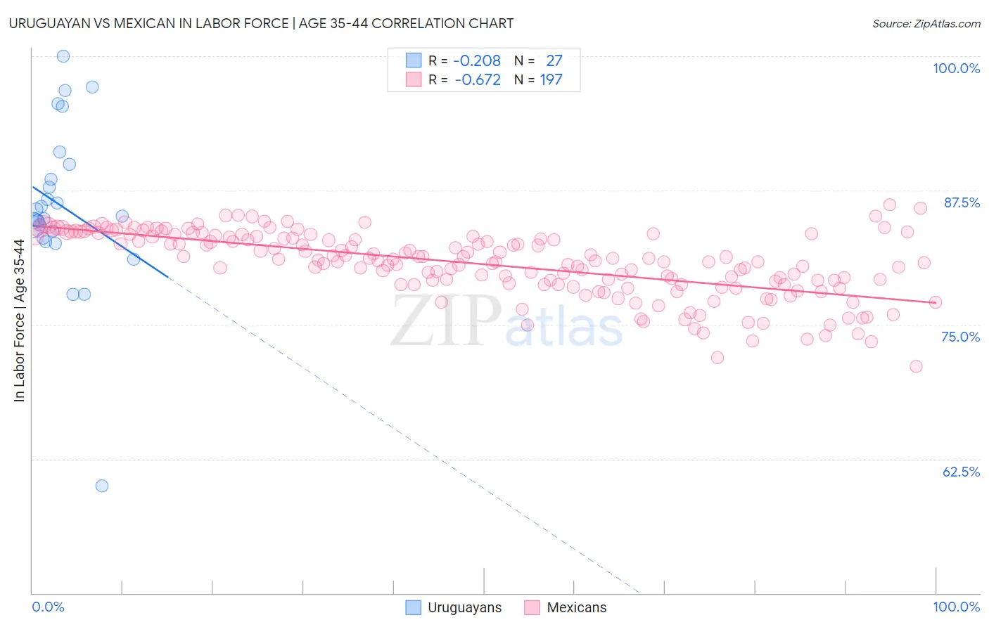 Uruguayan vs Mexican In Labor Force | Age 35-44