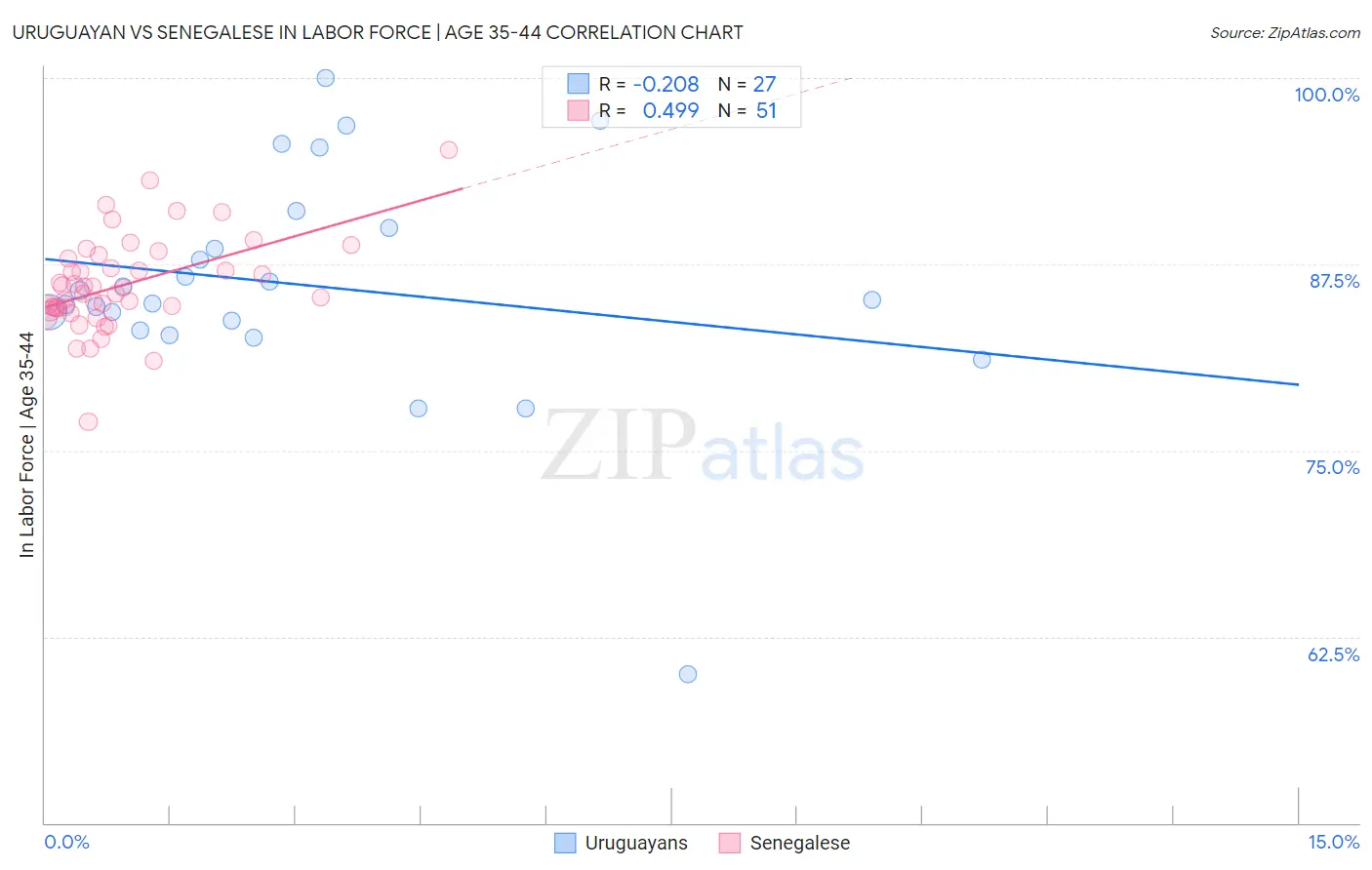 Uruguayan vs Senegalese In Labor Force | Age 35-44