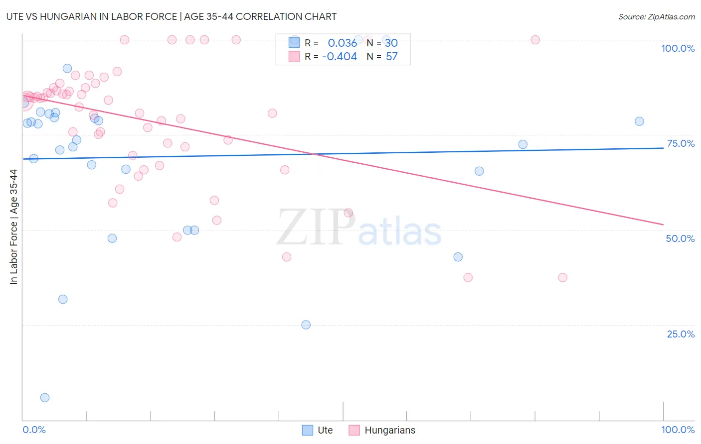 Ute vs Hungarian In Labor Force | Age 35-44