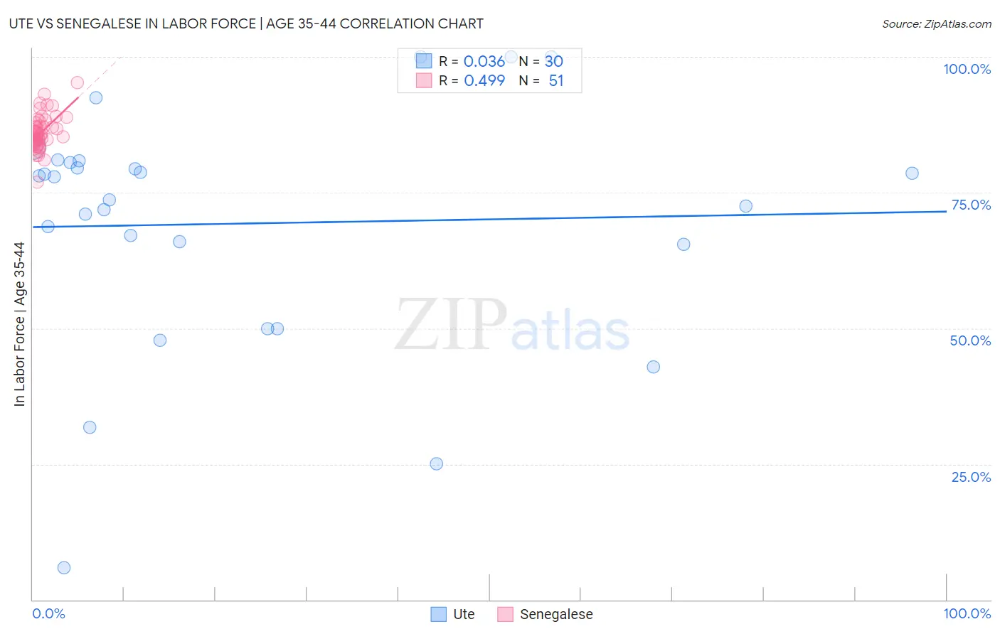 Ute vs Senegalese In Labor Force | Age 35-44