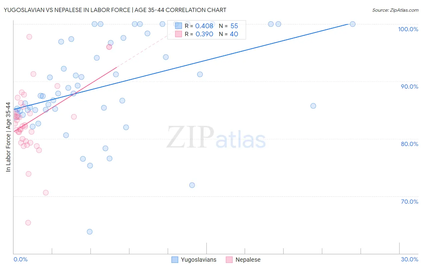 Yugoslavian vs Nepalese In Labor Force | Age 35-44