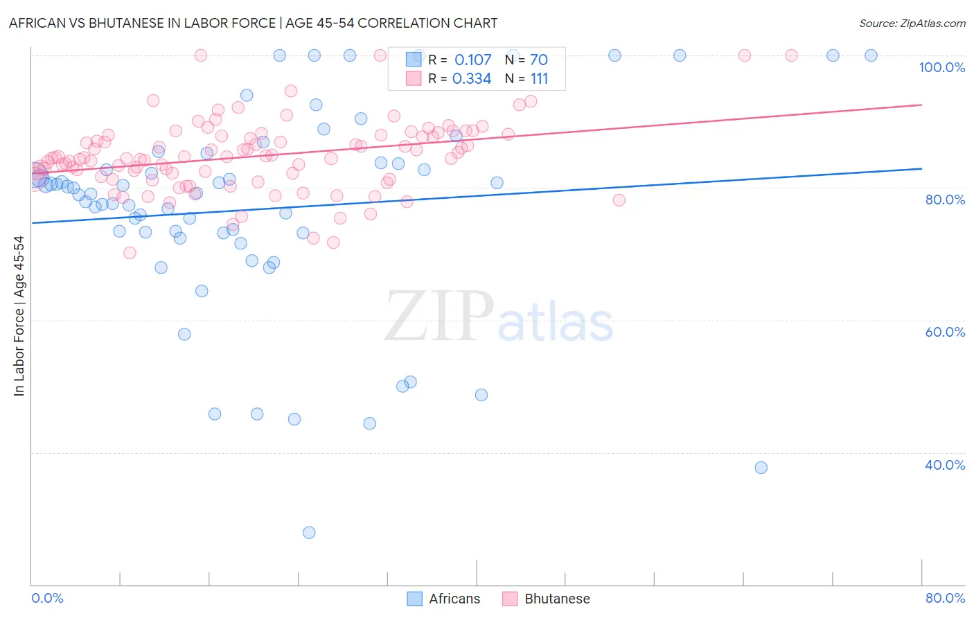 African vs Bhutanese In Labor Force | Age 45-54