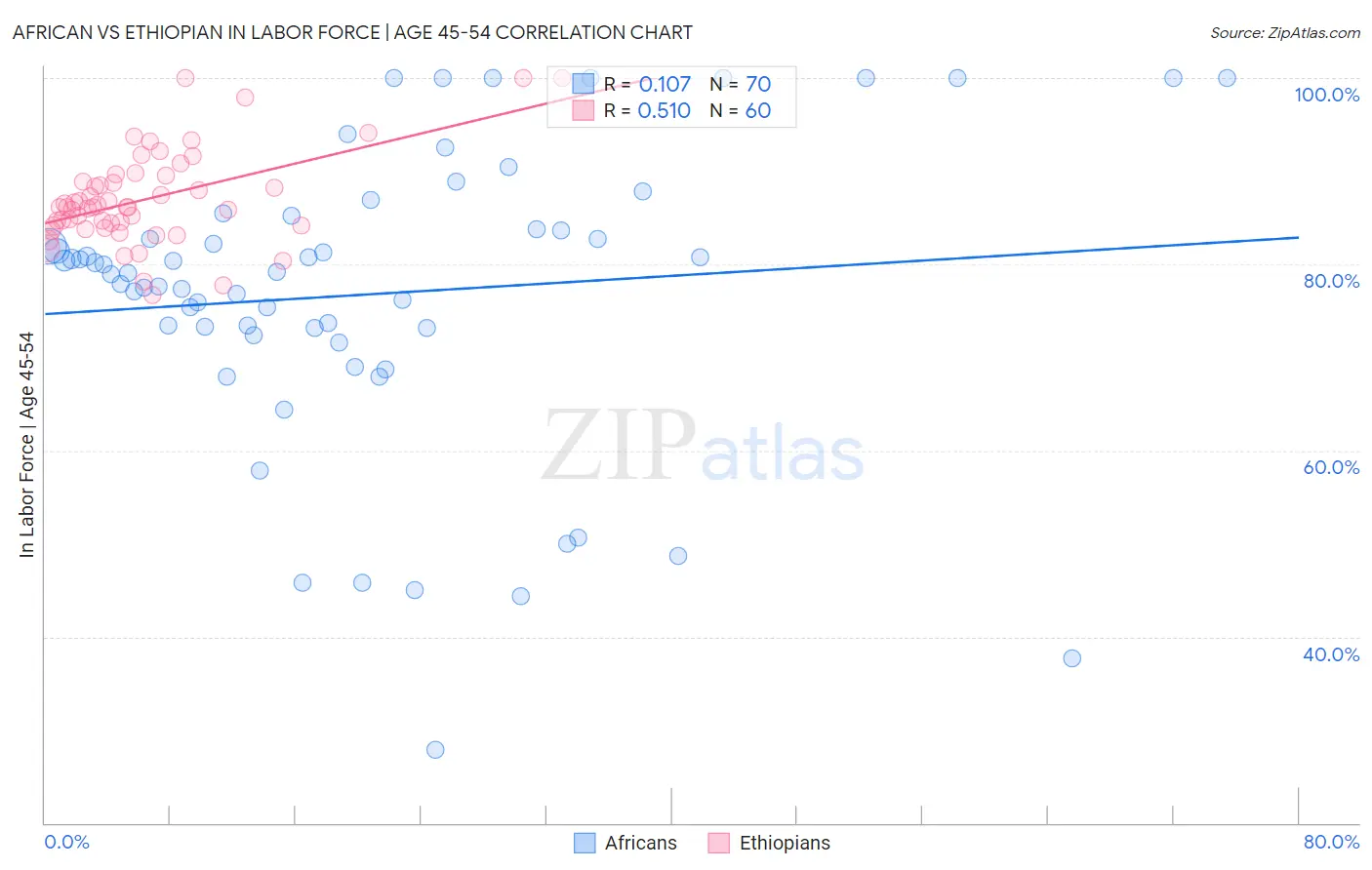 African vs Ethiopian In Labor Force | Age 45-54