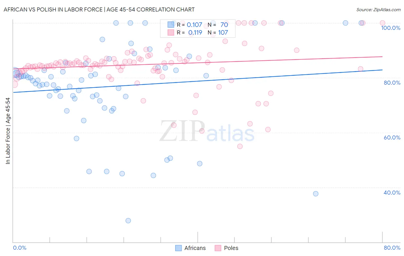 African vs Polish In Labor Force | Age 45-54