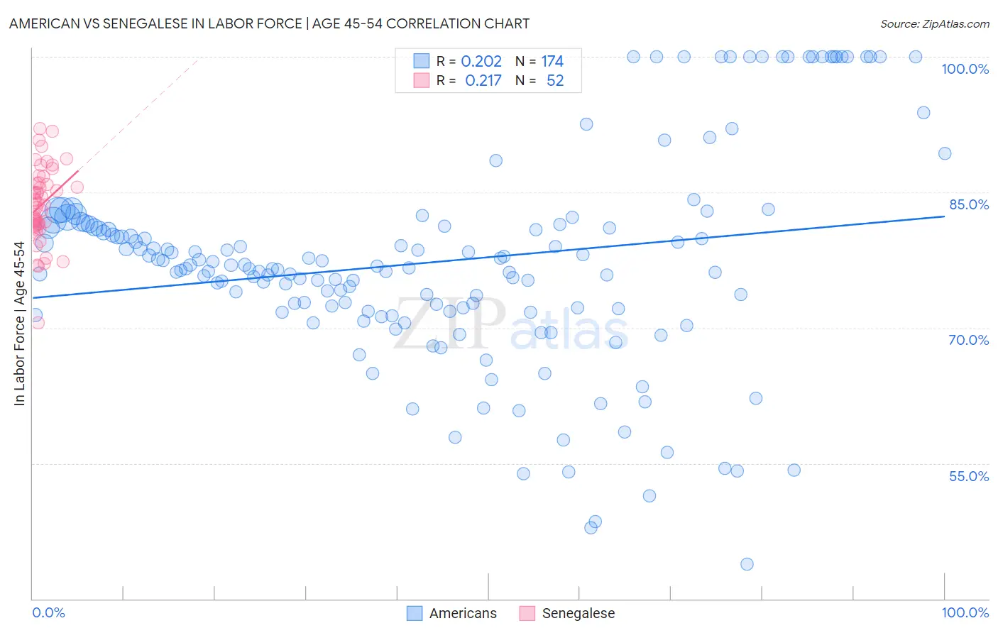 American vs Senegalese In Labor Force | Age 45-54