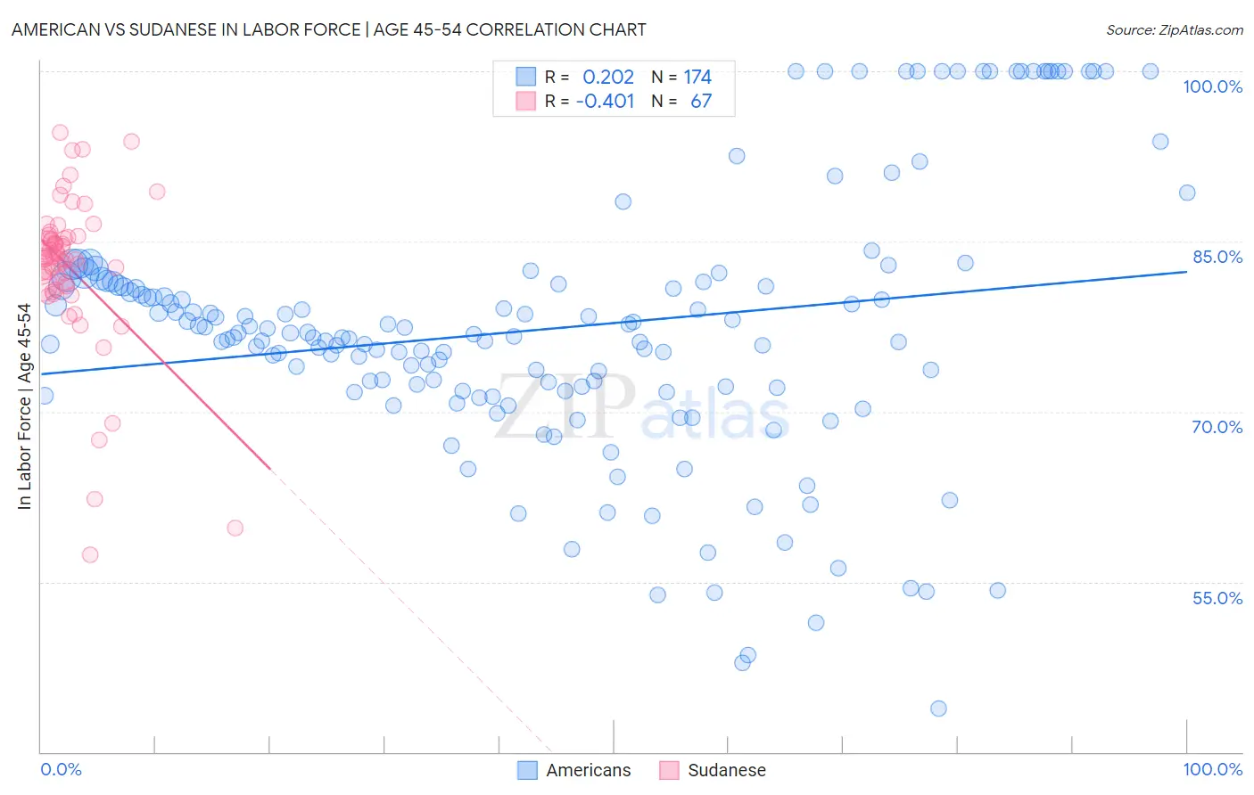 American vs Sudanese In Labor Force | Age 45-54