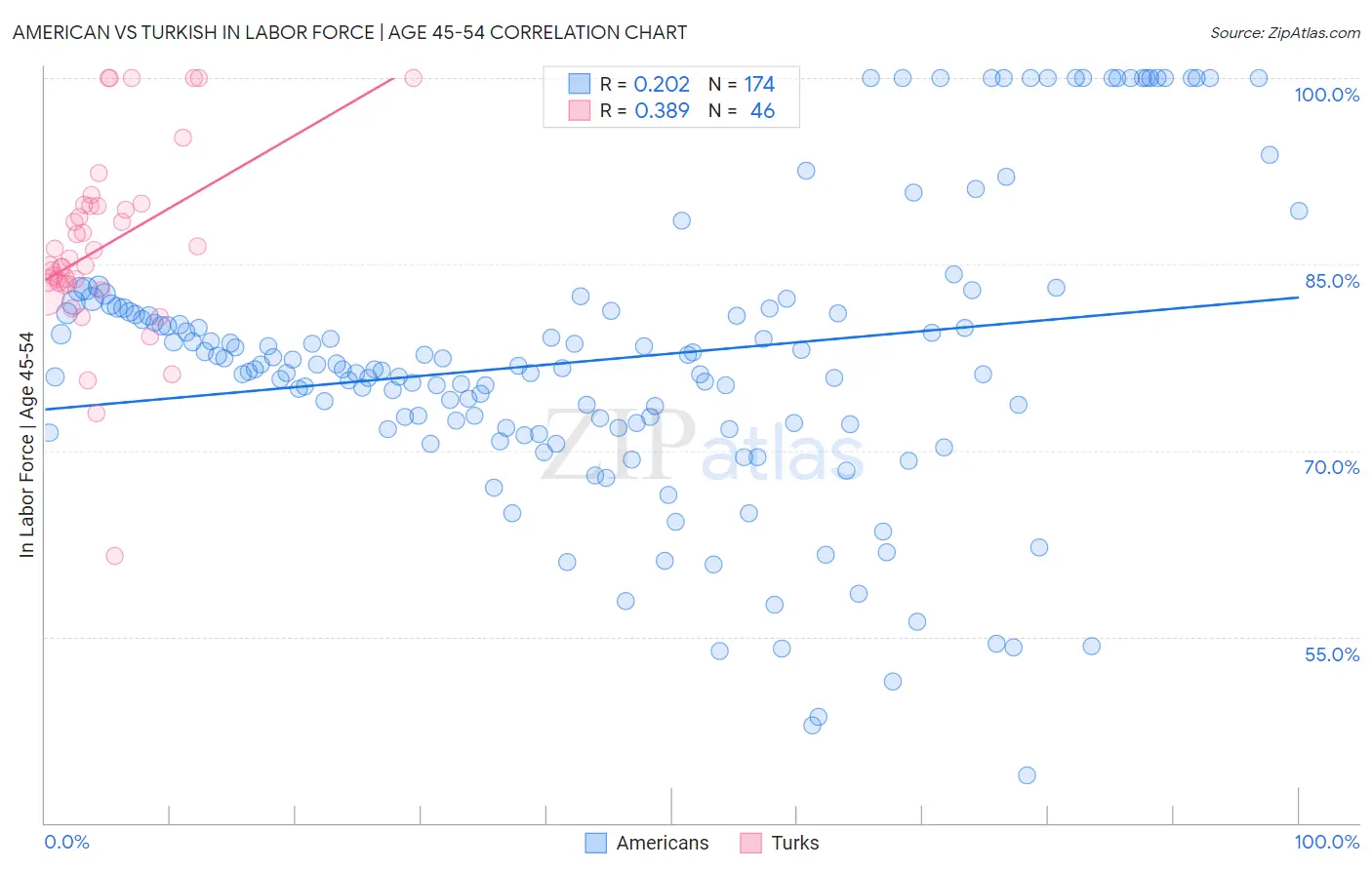American vs Turkish In Labor Force | Age 45-54