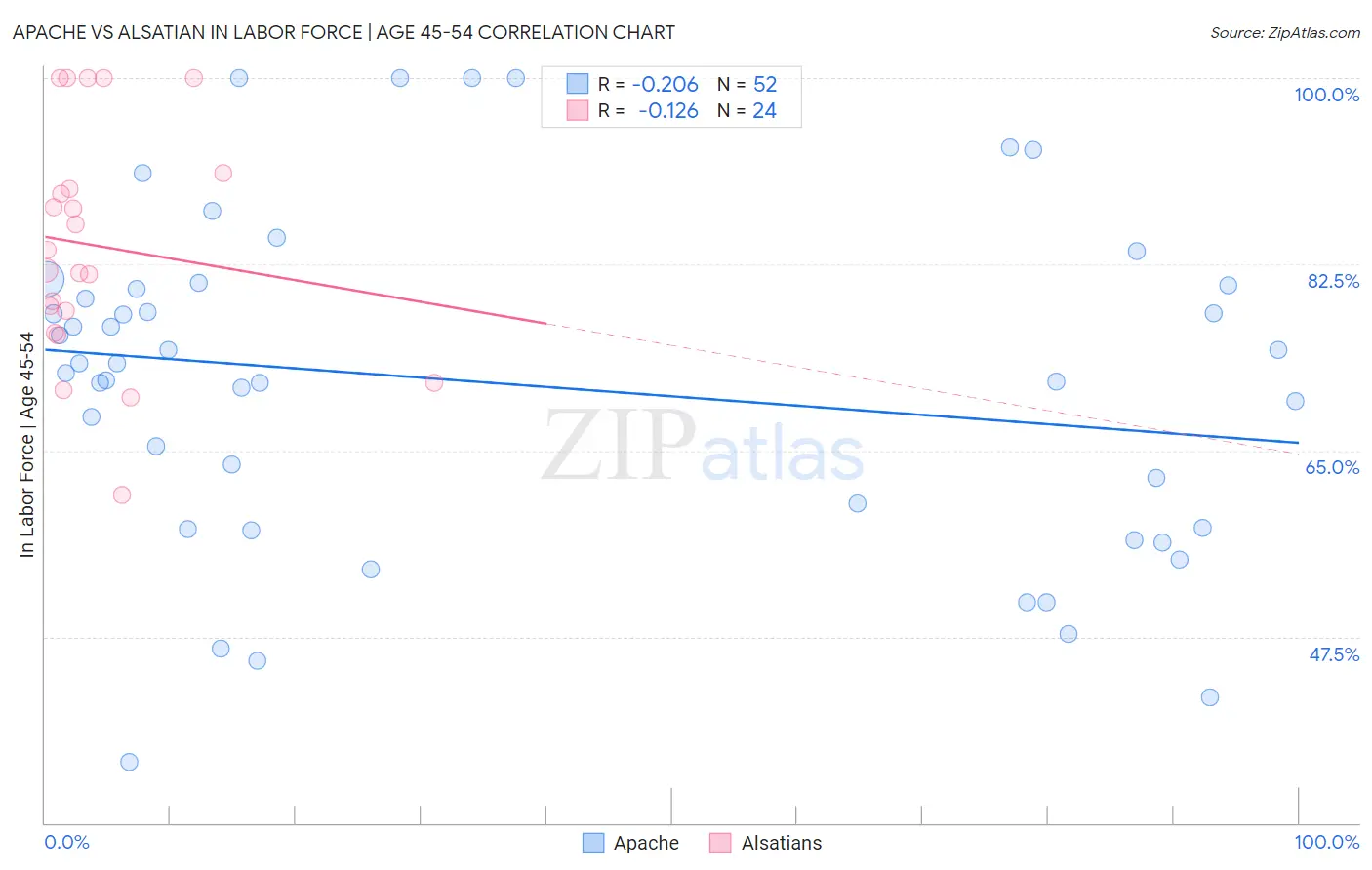 Apache vs Alsatian In Labor Force | Age 45-54