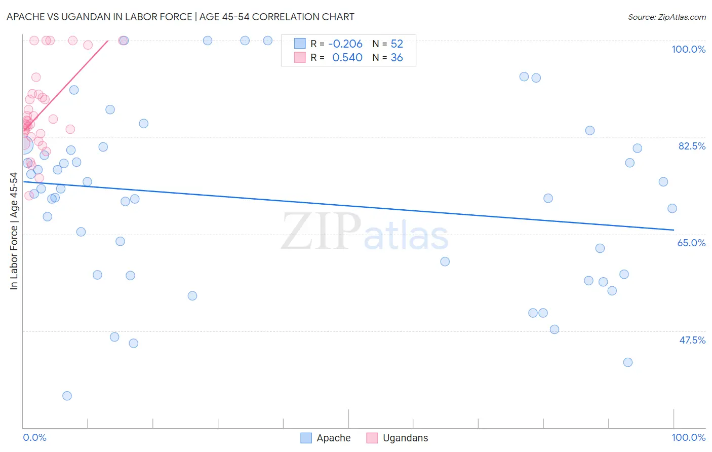 Apache vs Ugandan In Labor Force | Age 45-54
