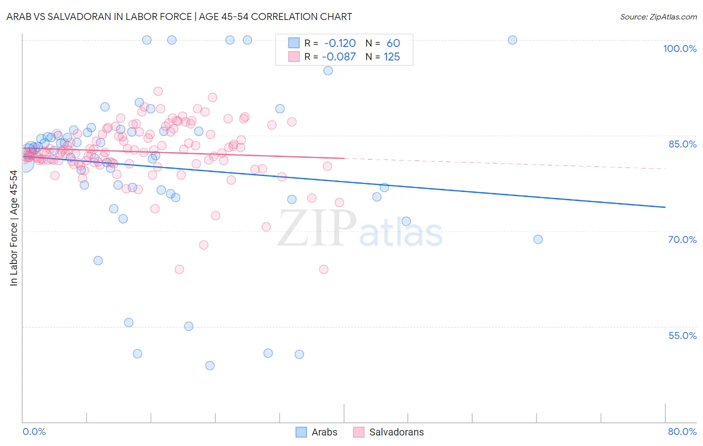 Arab vs Salvadoran In Labor Force | Age 45-54