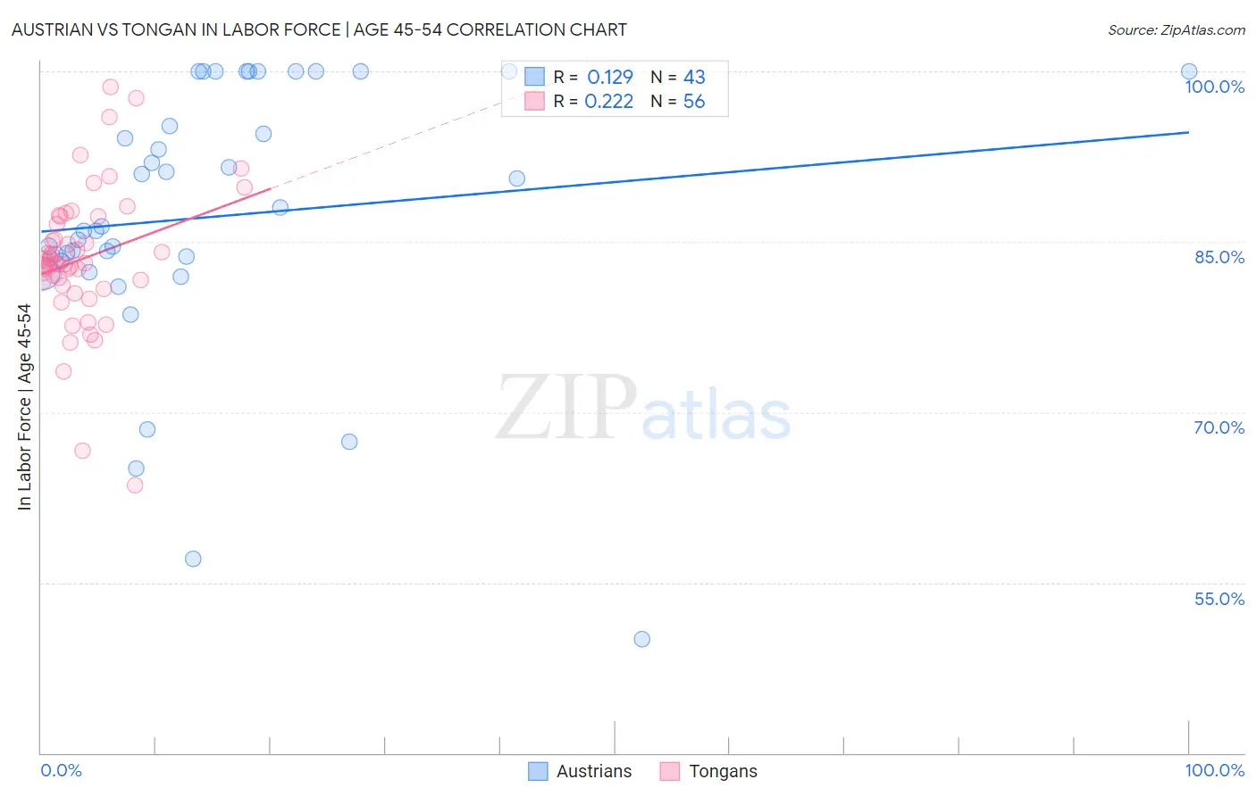 Austrian vs Tongan In Labor Force | Age 45-54