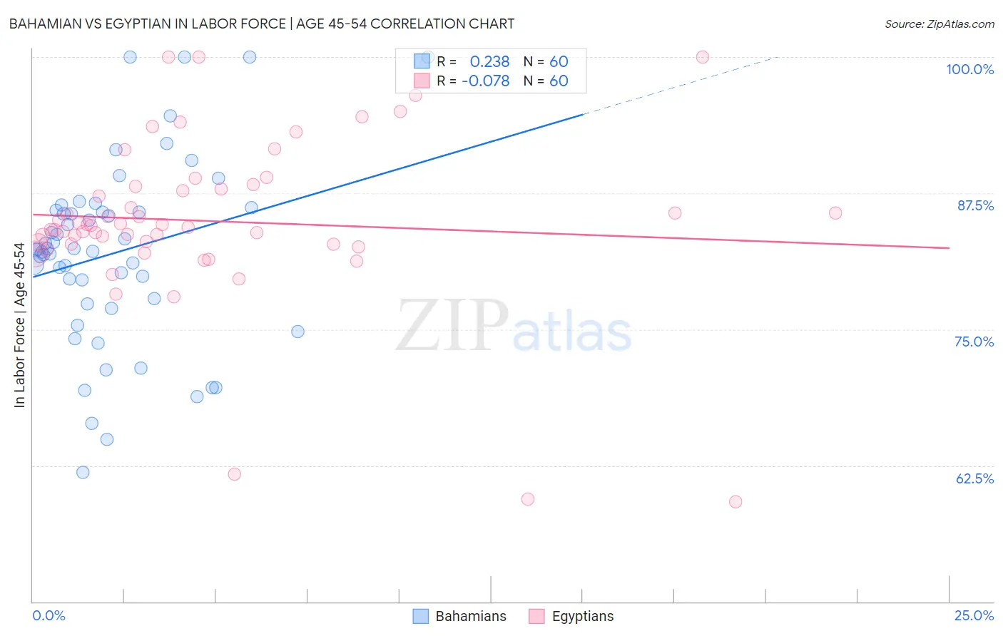 Bahamian vs Egyptian In Labor Force | Age 45-54