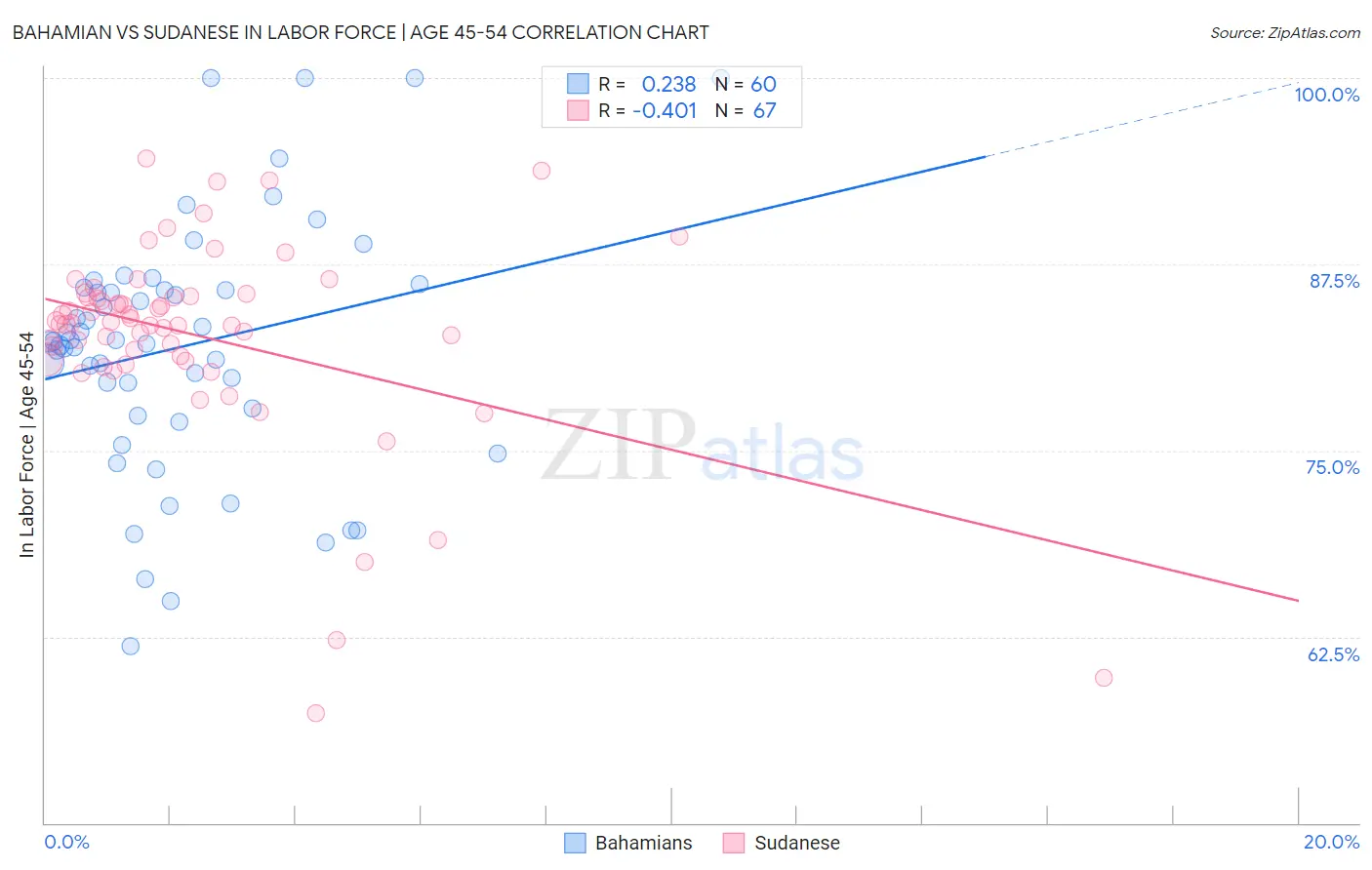 Bahamian vs Sudanese In Labor Force | Age 45-54
