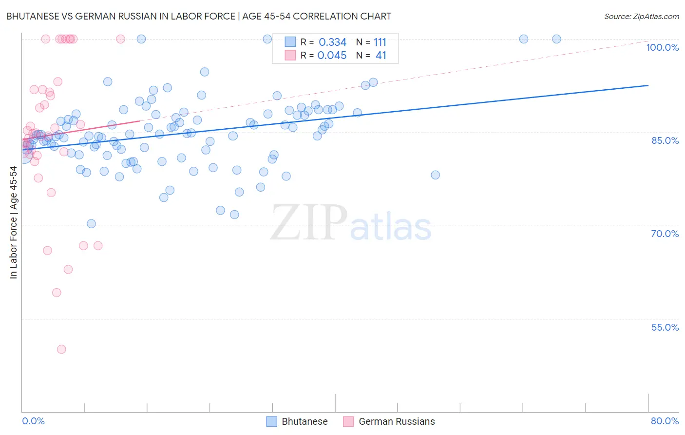 Bhutanese vs German Russian In Labor Force | Age 45-54