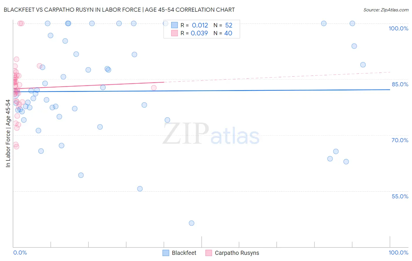 Blackfeet vs Carpatho Rusyn In Labor Force | Age 45-54