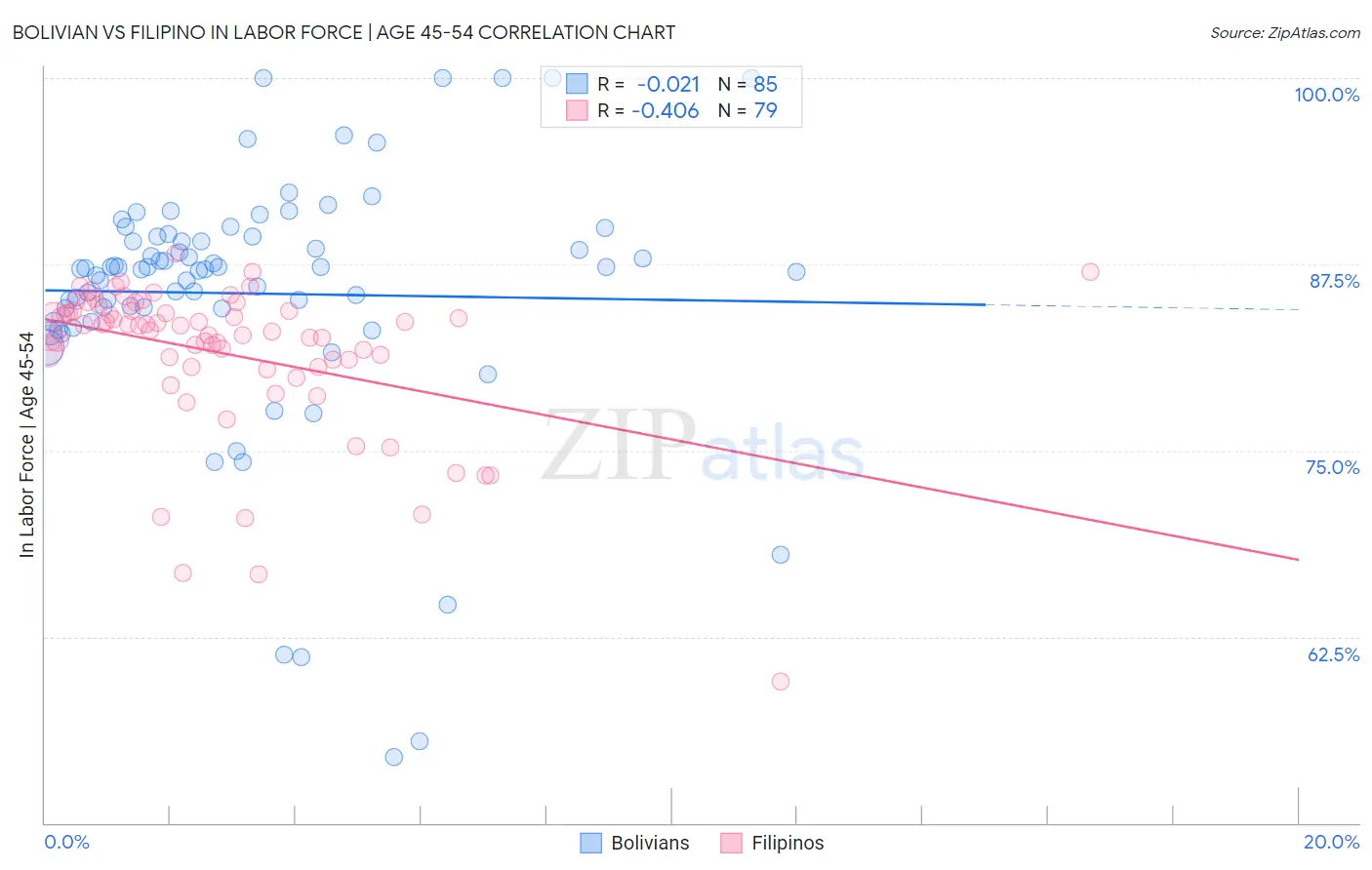 Bolivian vs Filipino In Labor Force | Age 45-54