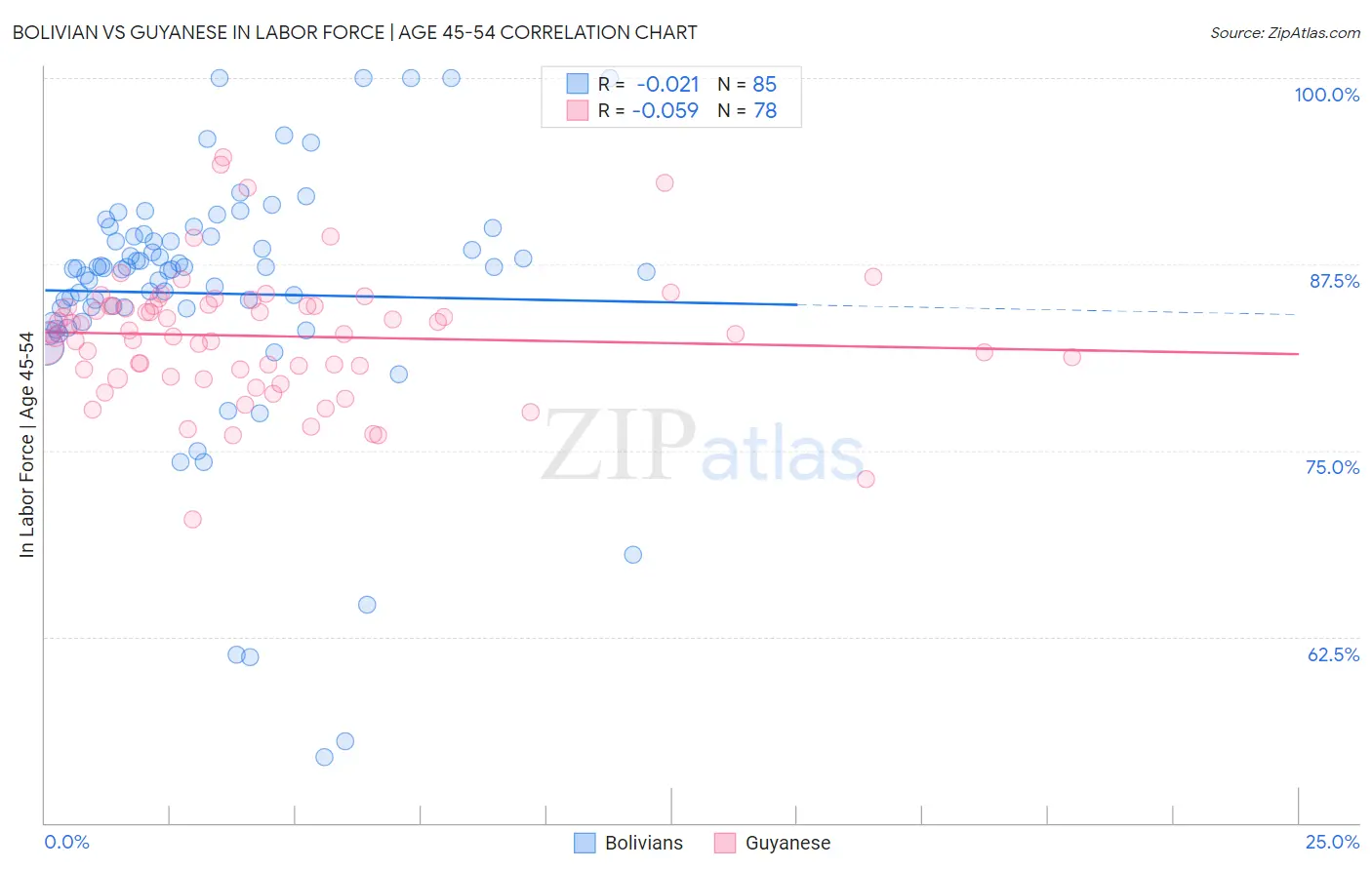 Bolivian vs Guyanese In Labor Force | Age 45-54