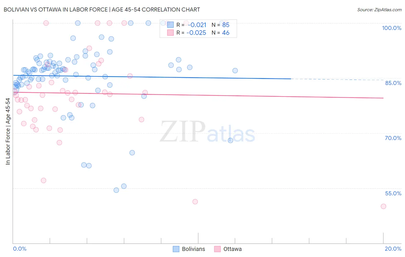 Bolivian vs Ottawa In Labor Force | Age 45-54