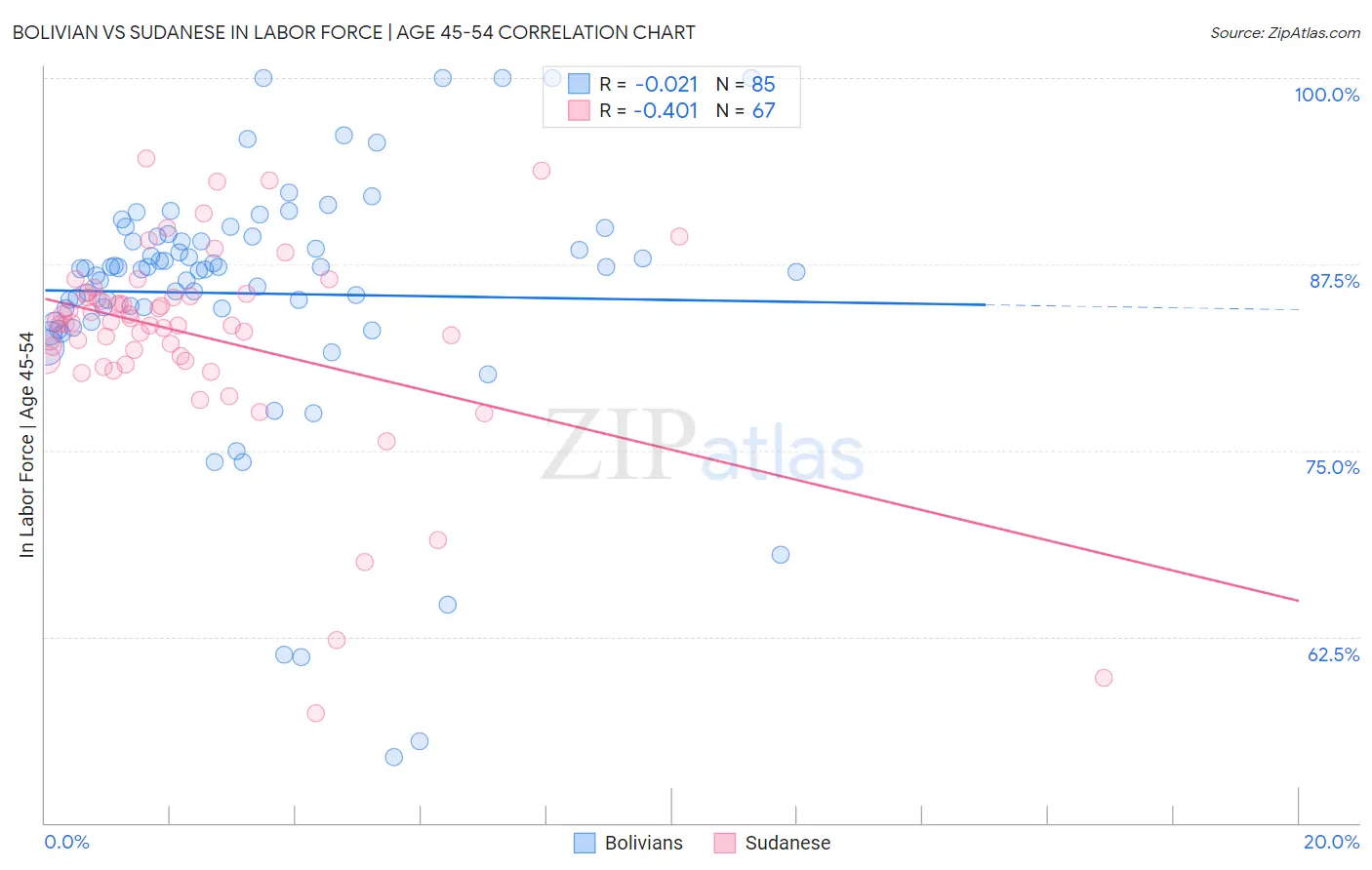 Bolivian vs Sudanese In Labor Force | Age 45-54