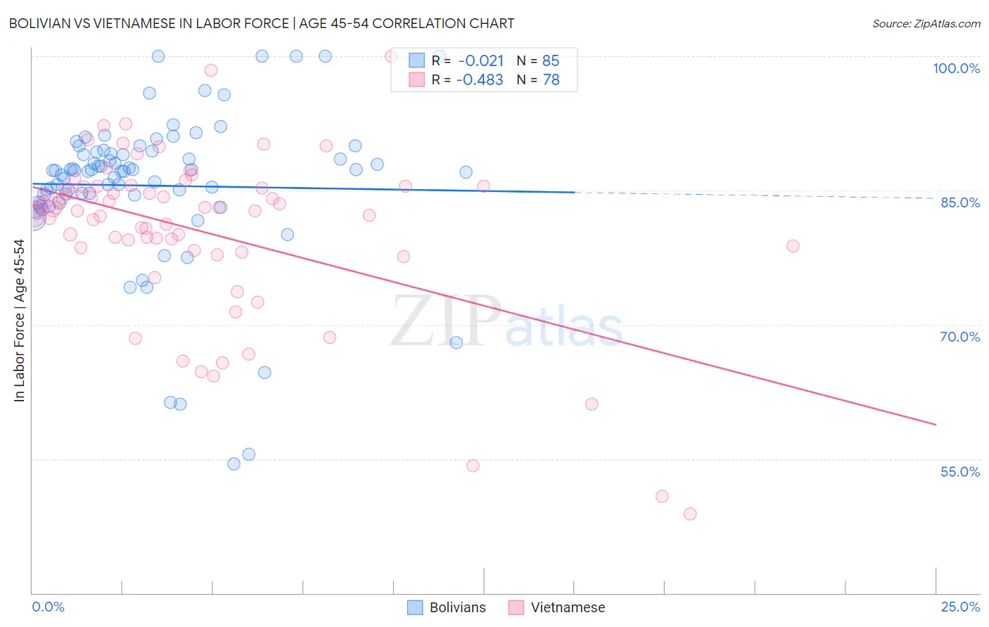 Bolivian vs Vietnamese In Labor Force | Age 45-54
