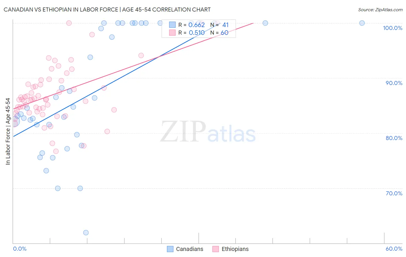 Canadian vs Ethiopian In Labor Force | Age 45-54