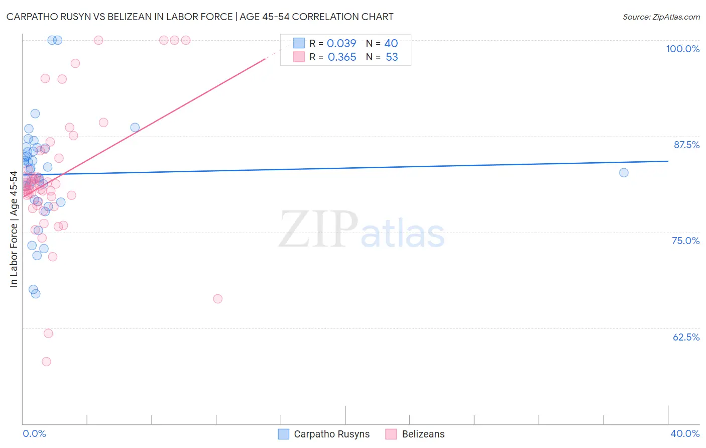 Carpatho Rusyn vs Belizean In Labor Force | Age 45-54