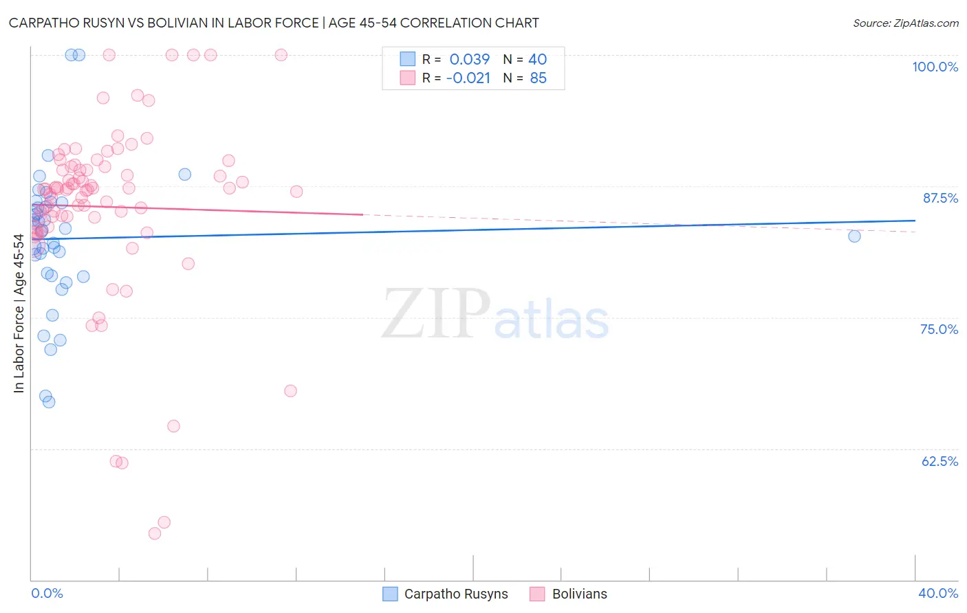 Carpatho Rusyn vs Bolivian In Labor Force | Age 45-54