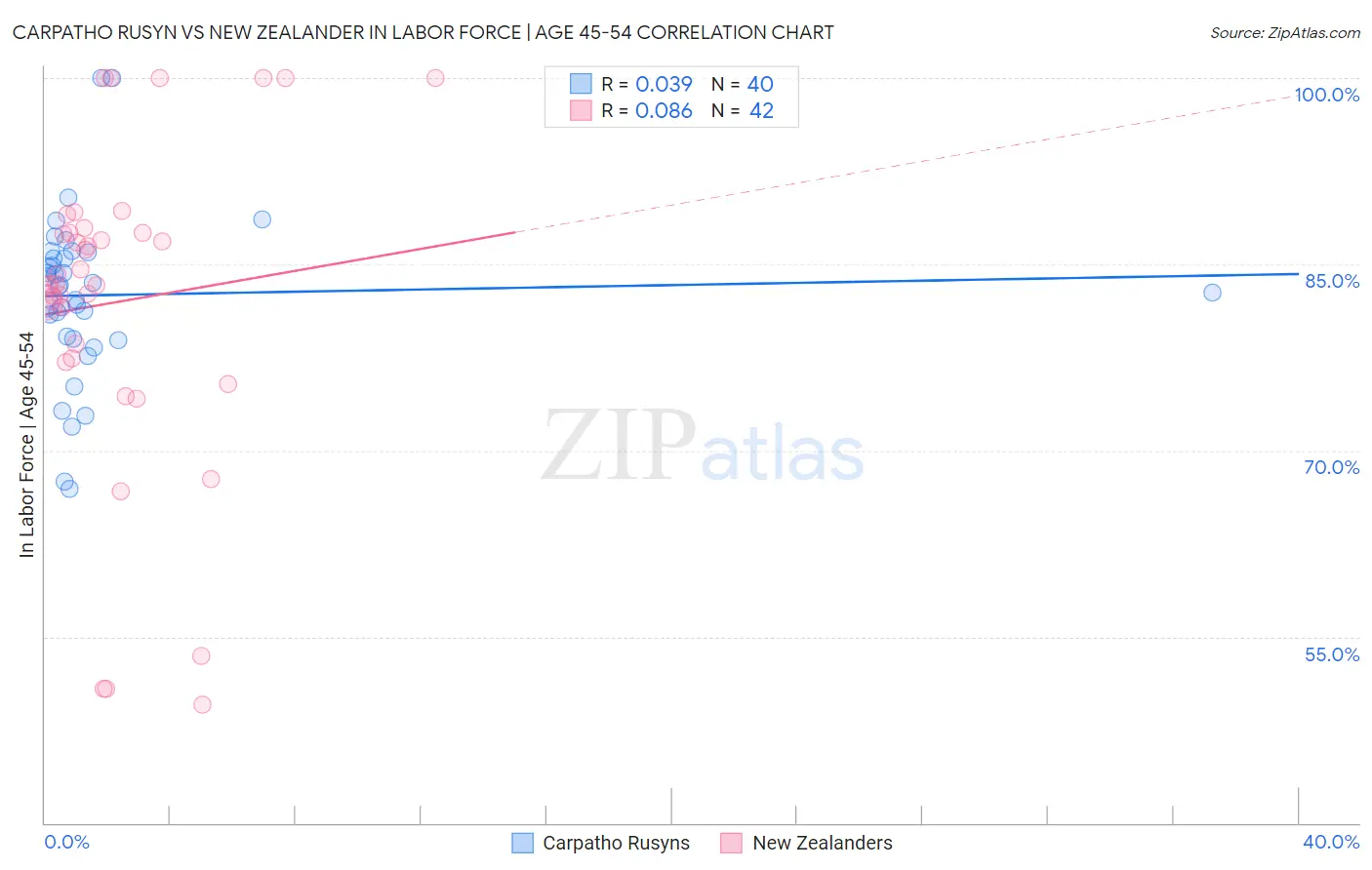 Carpatho Rusyn vs New Zealander In Labor Force | Age 45-54